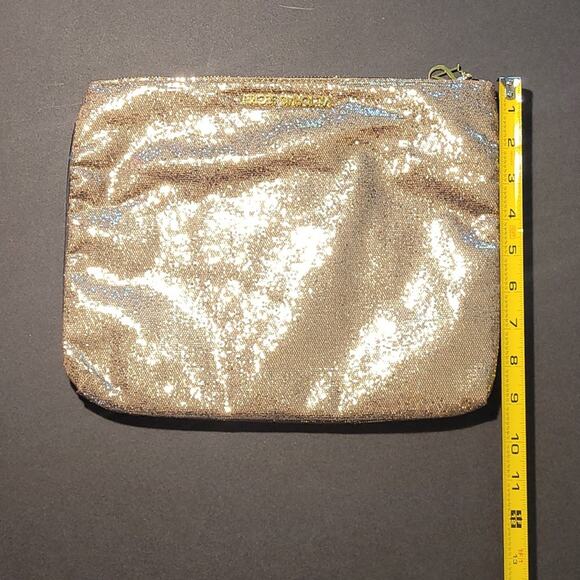 Victoria’s Secret Gold Glitter Fold‑Over Clutch/Makeup Bag with VS Charm - Picture 4 of 8